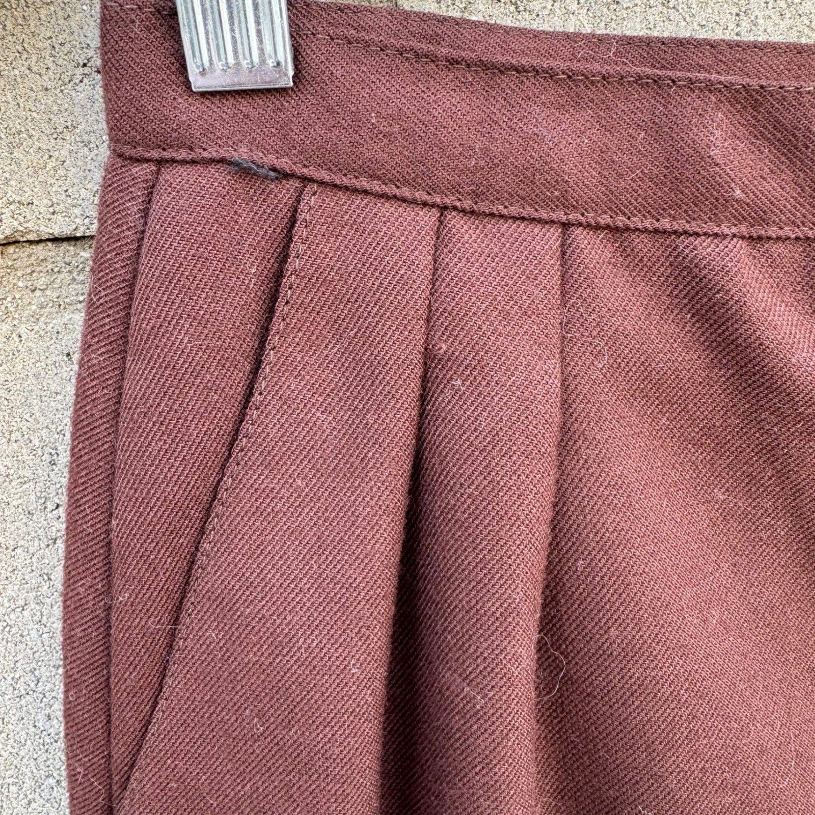 JH Collectible Vintage Brown Wool Blend Button Front Pleated Midi Skirt Size 6/7