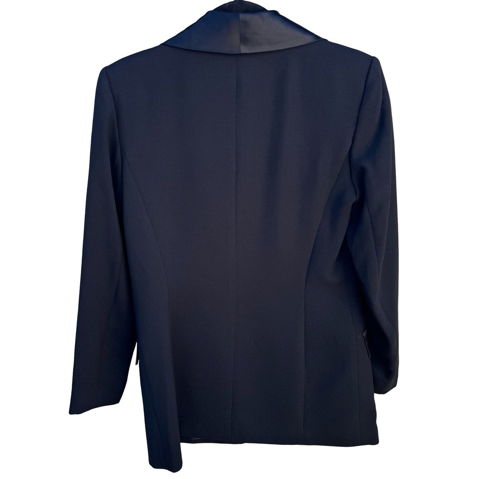 Randolph Duke The Look Black Satin Shawl Lapel Tuxedo Blazer Jacket Womens 4 New