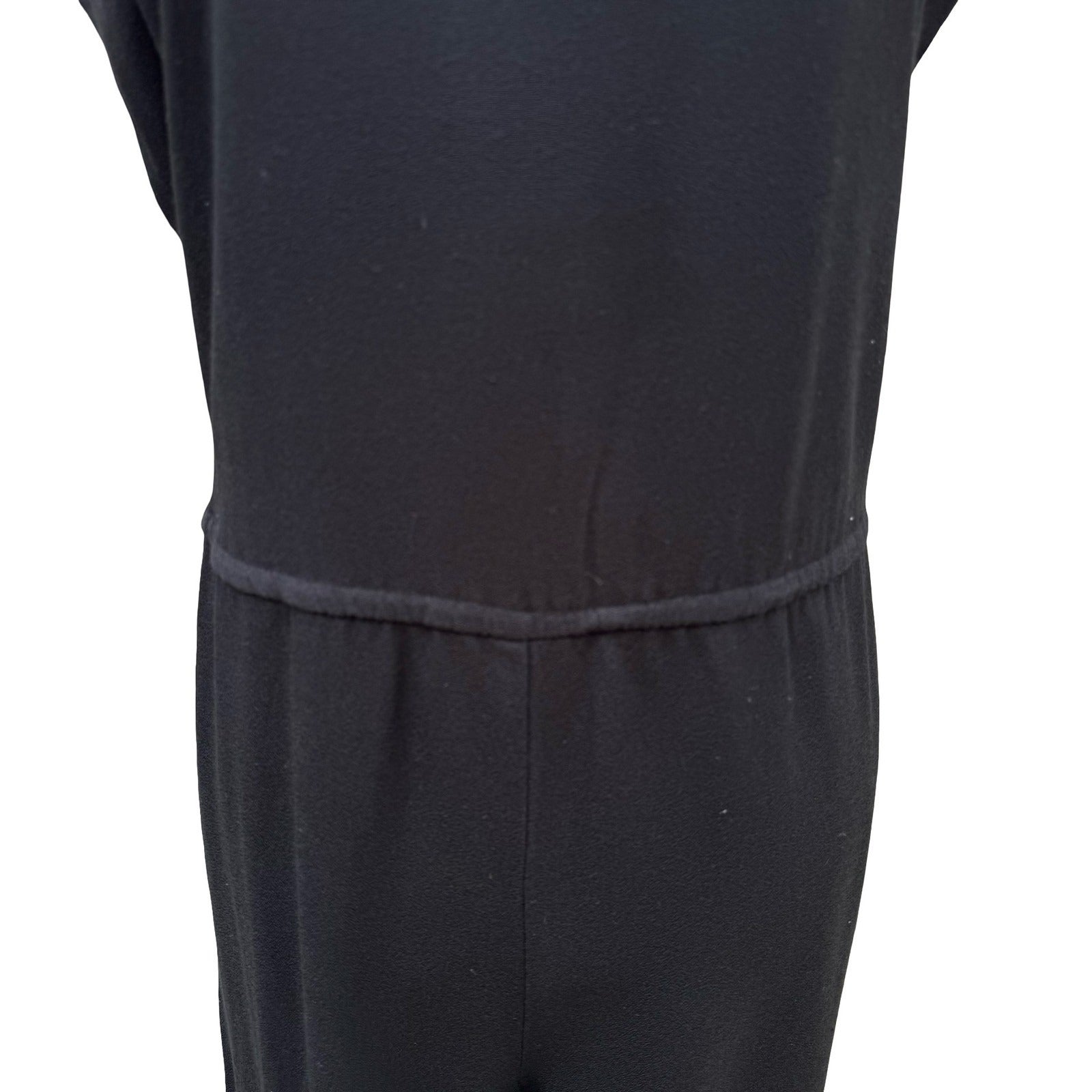 Virgo Vintage Black Sleeveless Jumpsuit Size 12P Elastic Waist Wide Leg Pockets