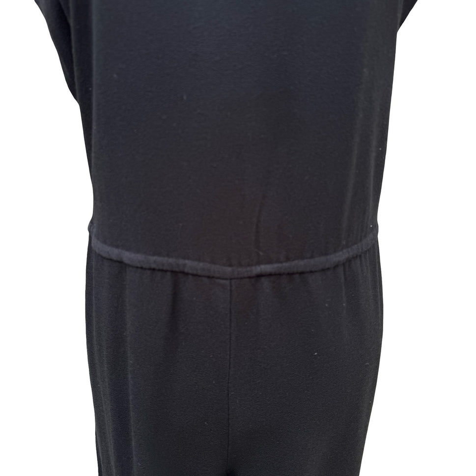 Virgo Vintage Black Sleeveless Jumpsuit Size 12P Elastic Waist Wide Leg Pockets