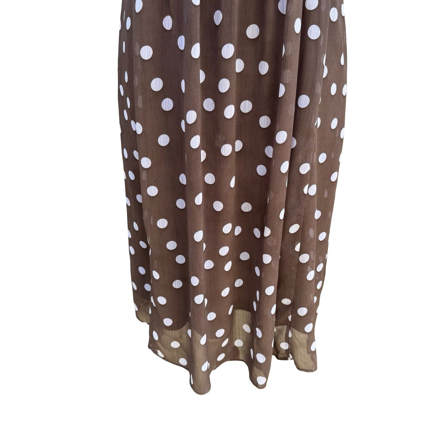 JBS Y2K Brown Polka Dot Pintuck Retro Mod V-Neck Dress Size 8 Feminine Pinup