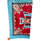 Switch Vintage Southwest Cotton Bandana Craft Tex Made In USA Red Teal Aztec 22" Square 2 image