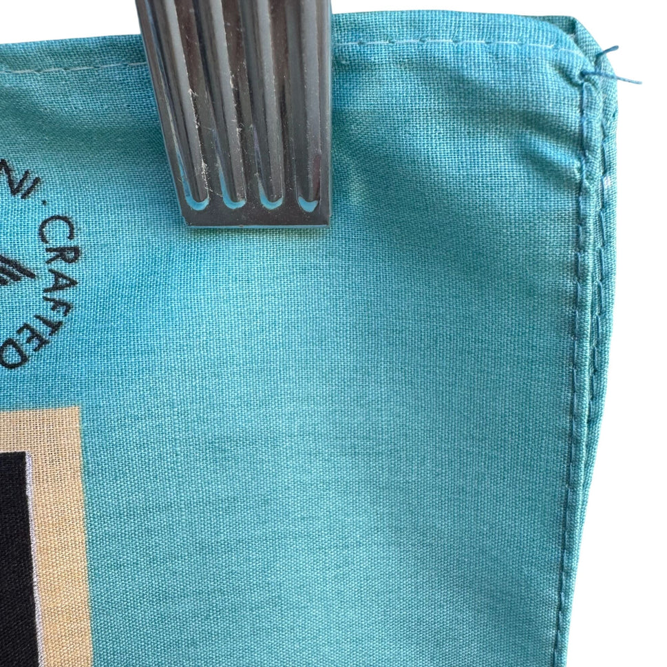 Vintage Southwest Cotton Bandana Craft Tex Made In USA Red Teal Aztec 22" Square