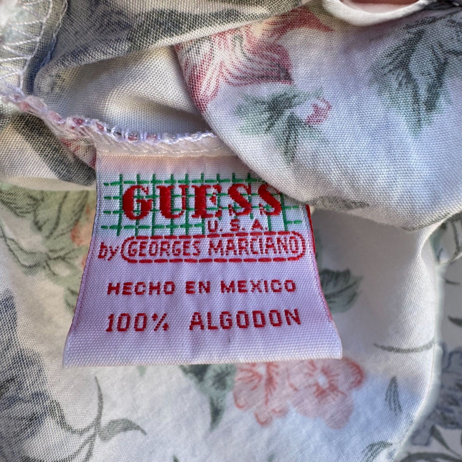 Guess Vintage 80s 90s Floral Sleeveless Button Down Soft Cotton Summer Top Shirt