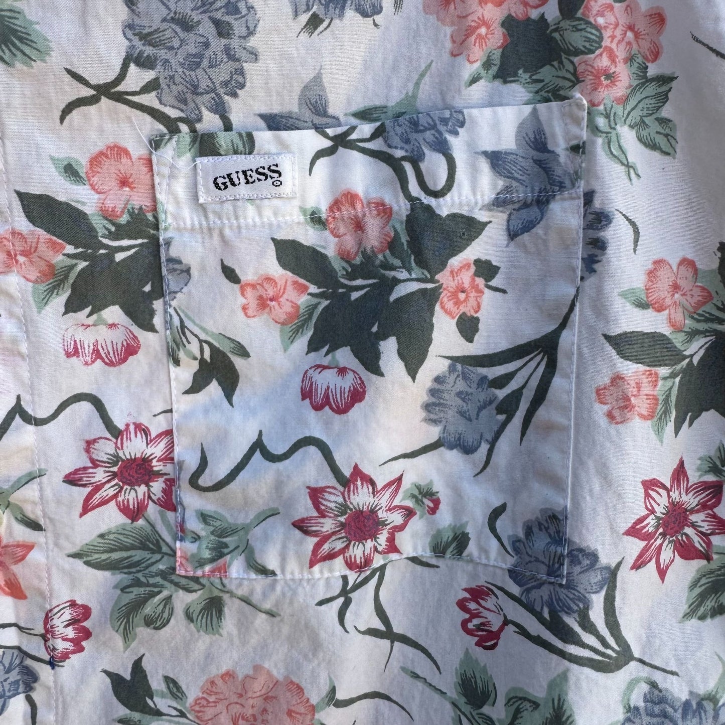 Guess Vintage 80s 90s Floral Sleeveless Button Down Soft Cotton Summer Top Shirt