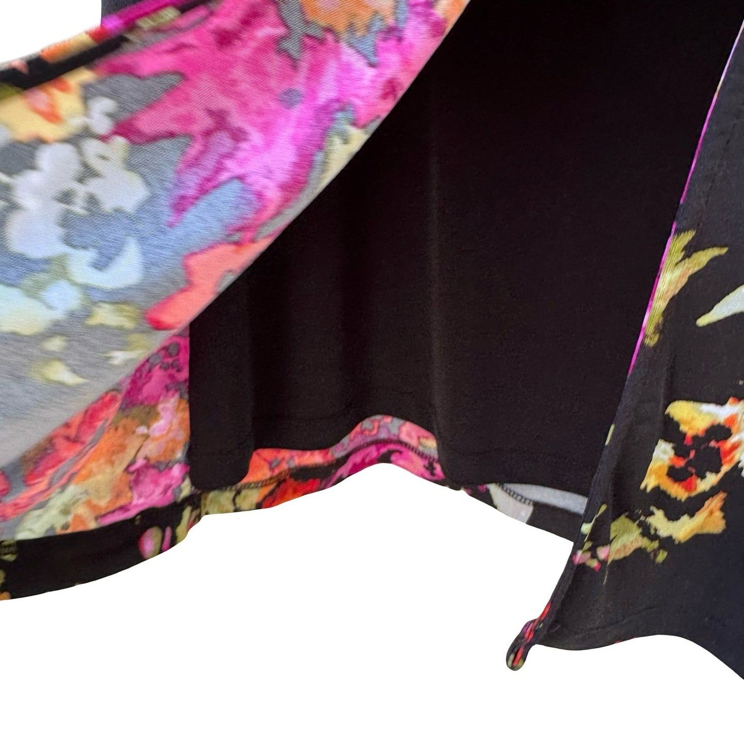 JM Collection Careerwear Dark Floral Layered Buckle Front Stretch Blouse Black L