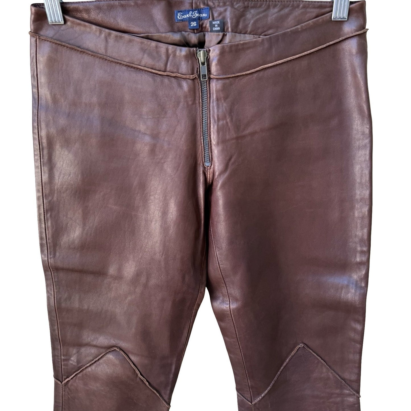 Earl Jean Y2K Leather Low Rise Moto Biker Grunge Pant Bootcut Designer Sample 26