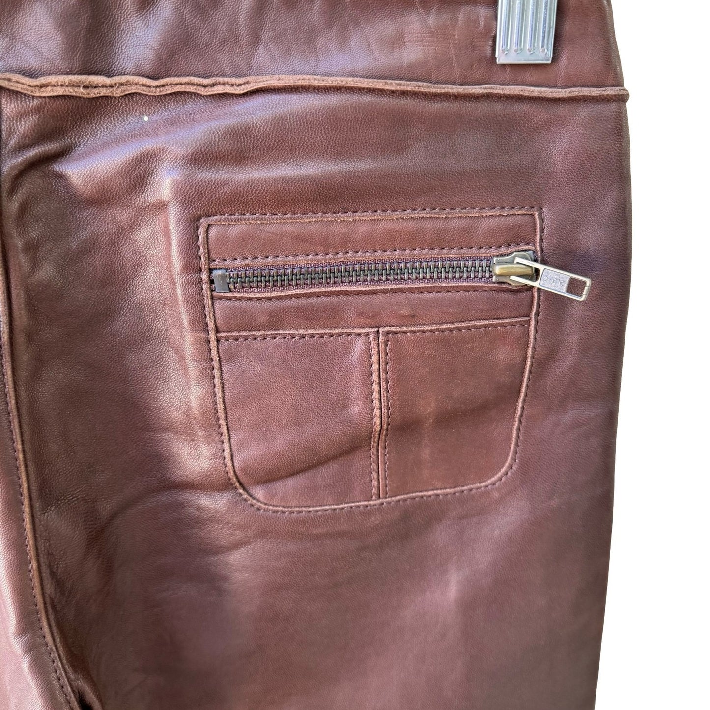 Earl Jean Y2K Leather Low Rise Moto Biker Grunge Pant Bootcut Designer Sample 26