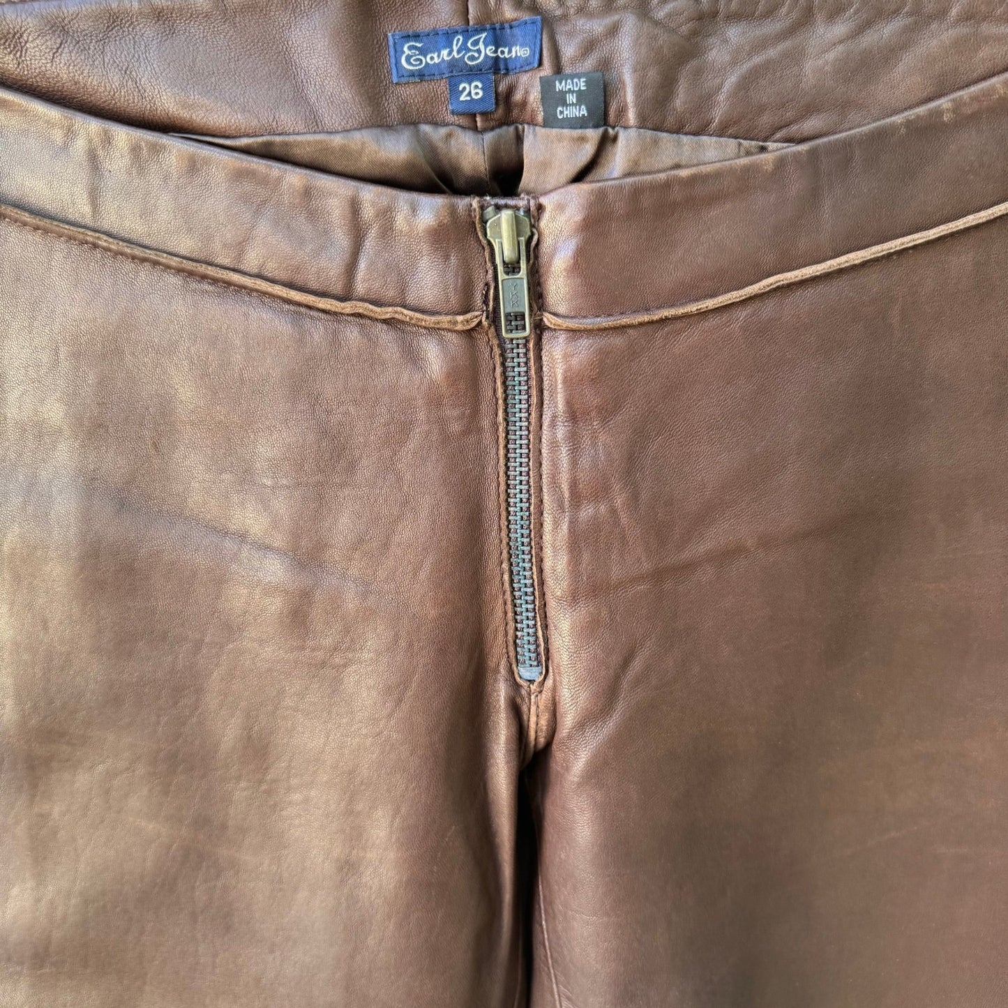 Earl Jean Y2K Leather Low Rise Moto Biker Grunge Pant Bootcut Designer Sample 26