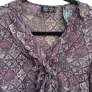 Switch Axcess Liz Claiborne Y2K Whimsigoth Boho Sheer Purple Paisley Ruffle Blouse 12 3 image