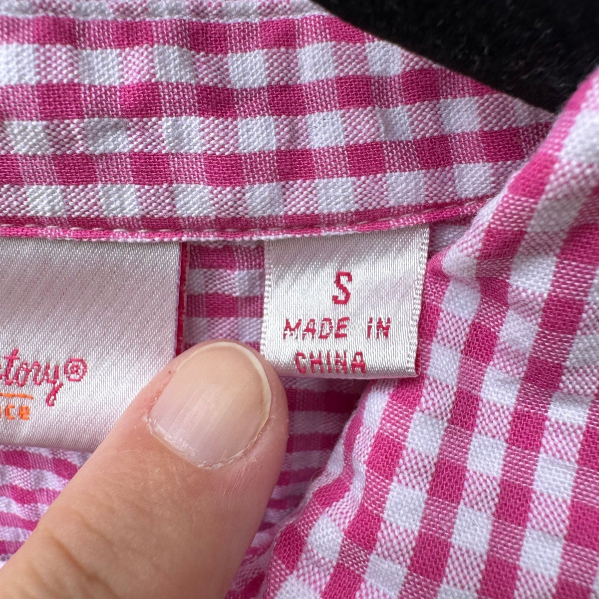 Quacker Factory Grandmacore Cottagecore Gingham Rhinestone Roll Tab Shirt PInk S