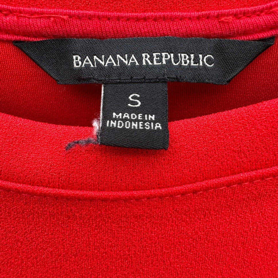 Banana Republic Red Peplum Short Sleeve Blouse Crew Neck Stretch Knit Top Small