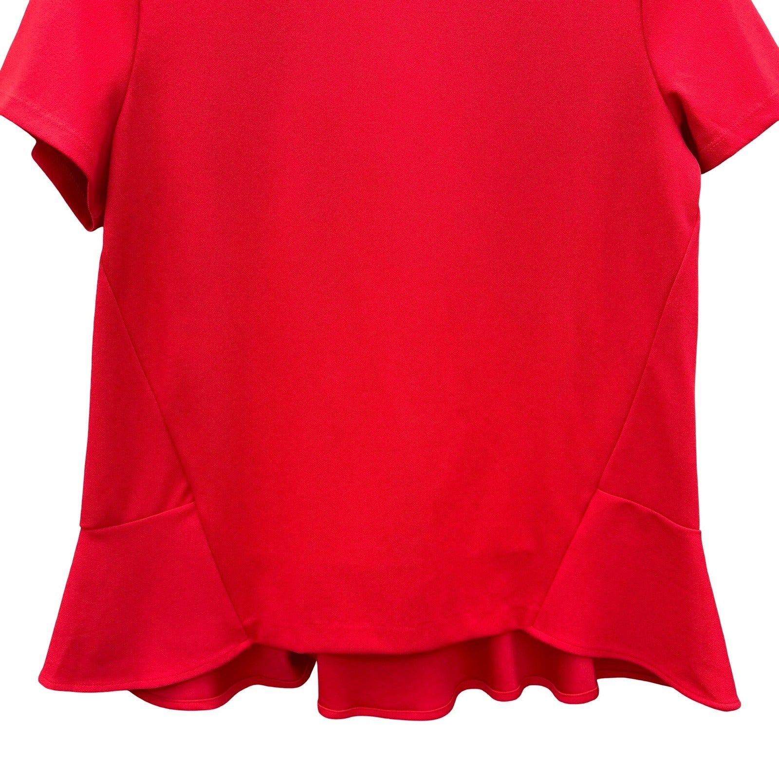 Banana Republic Red Peplum Short Sleeve Blouse Crew Neck Stretch Knit Top Small