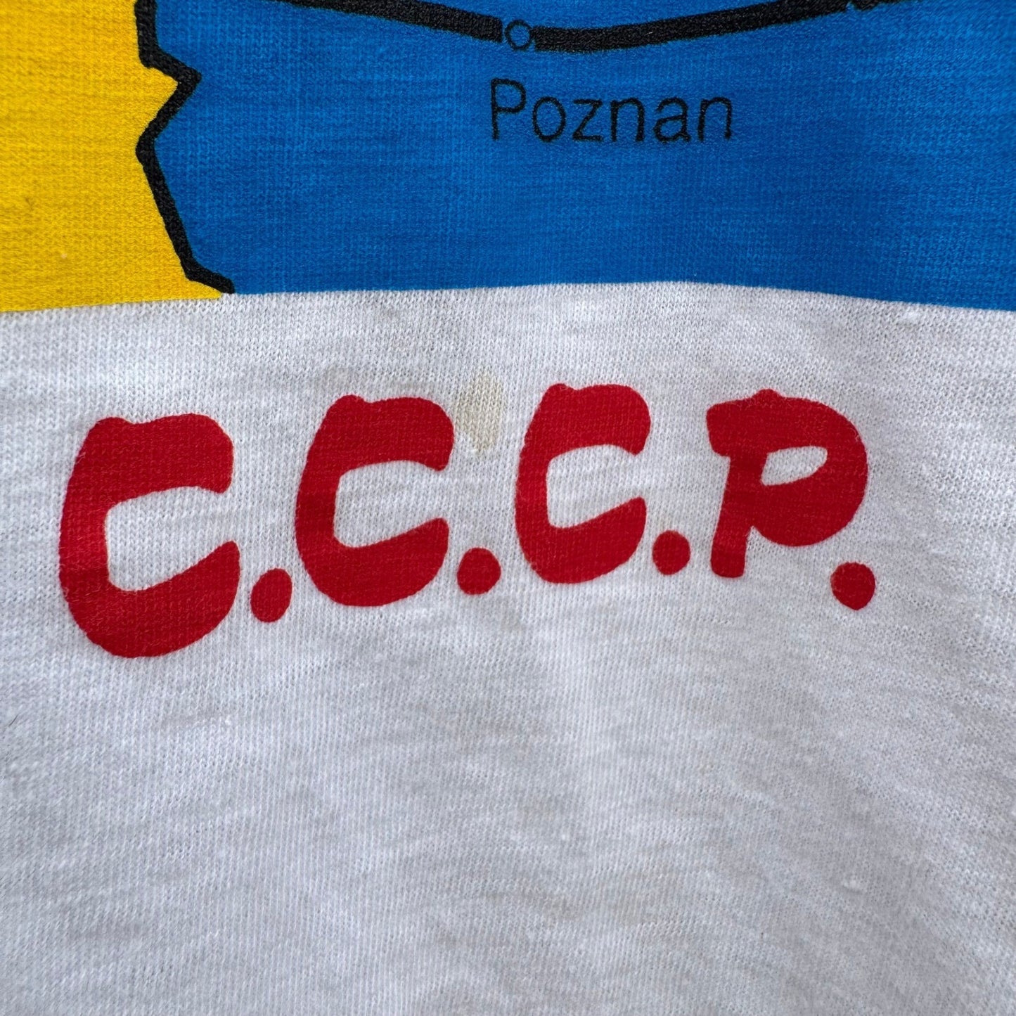 Vintage Russia CCCP Map Graphic Shirt White Single Stitch Large 90s Soviet Union