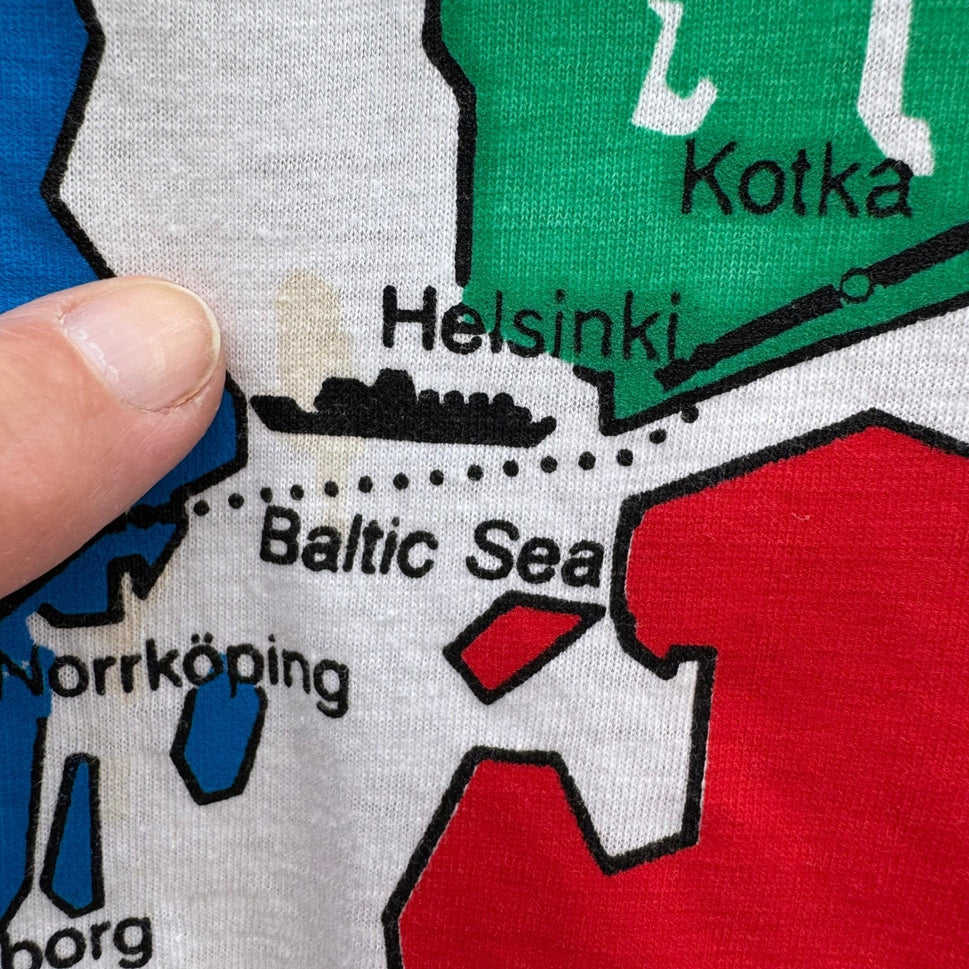 Vintage Russia CCCP Map Graphic Shirt White Single Stitch Large 90s Soviet Union