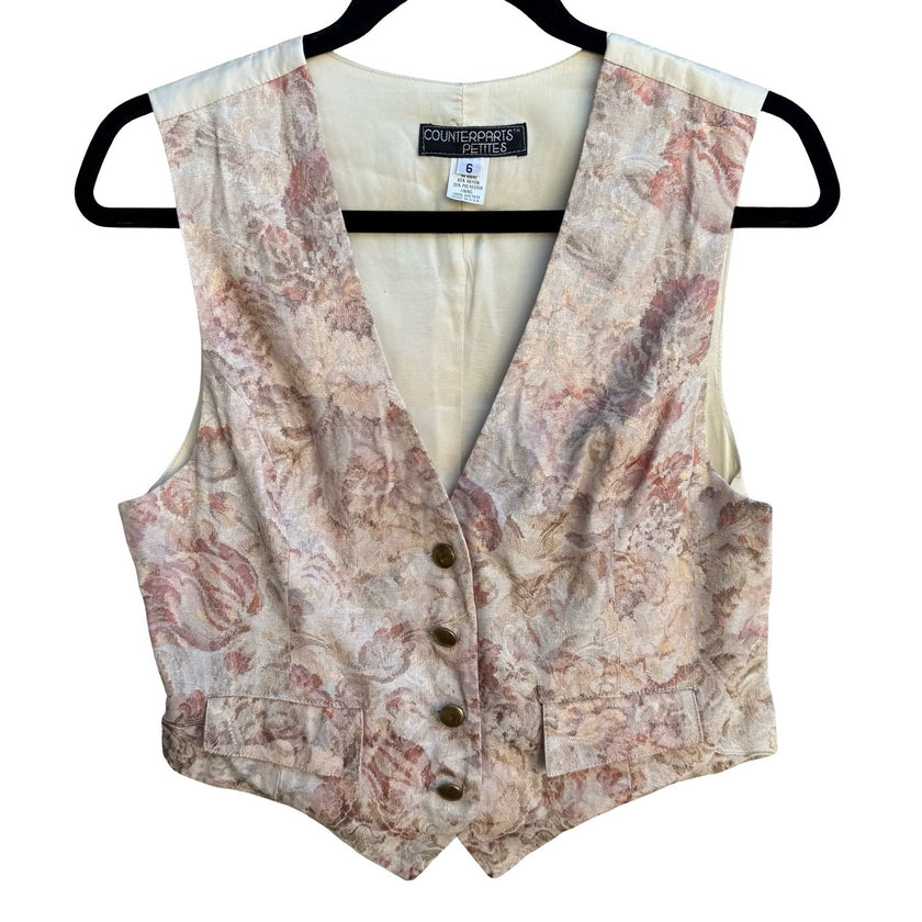Counterparts Vintage 90s Cottagecore Victorian Floral Tapestry Waistcoat Vest 6
