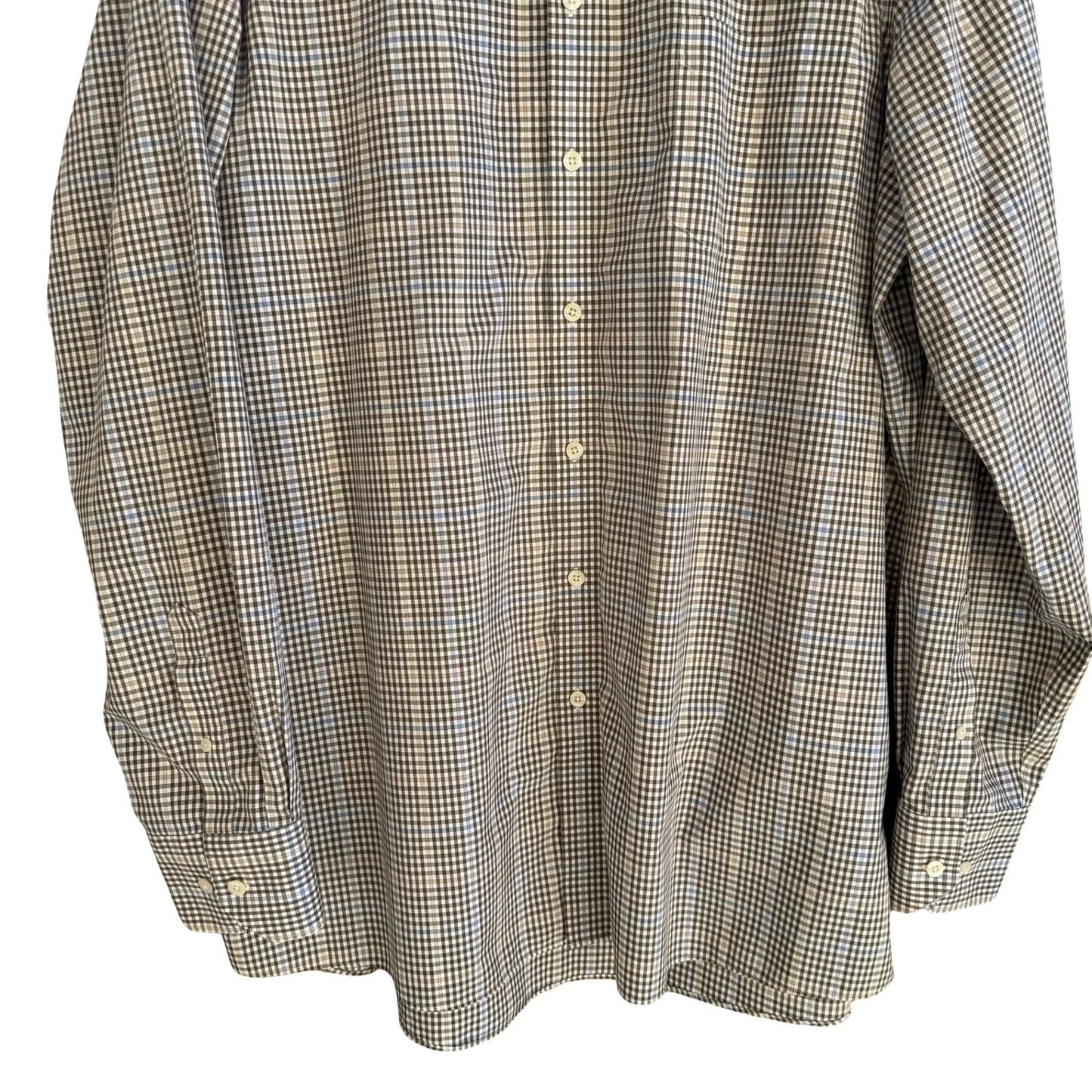 Nordstrom Smartcare Regular Fit Brown Blue Check Preppy Shirt Mens XXL Tall