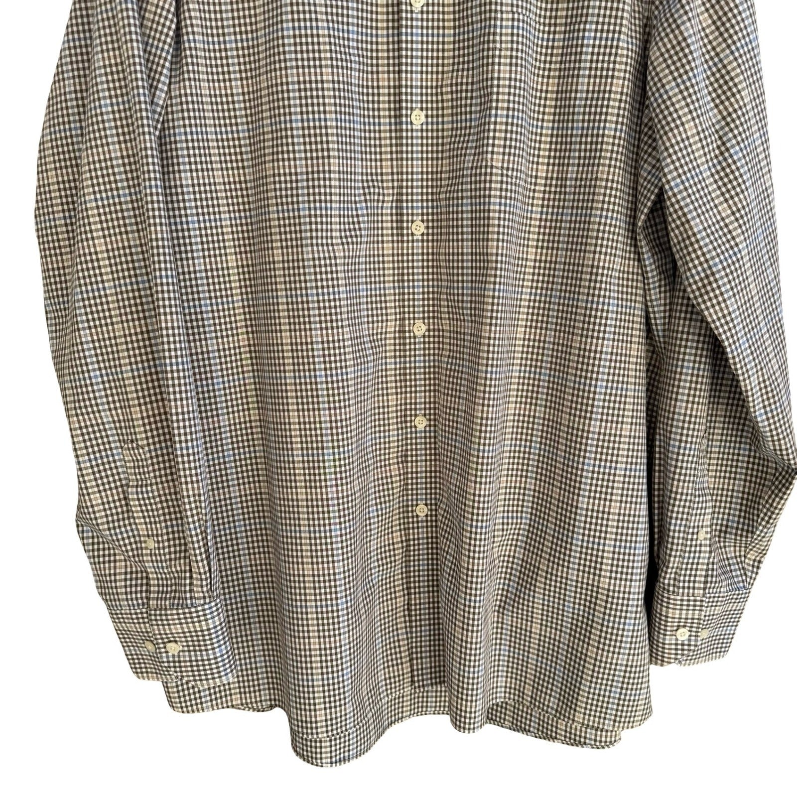 Nordstrom Smartcare Regular Fit Brown Blue Check Preppy Shirt Mens XXL Tall