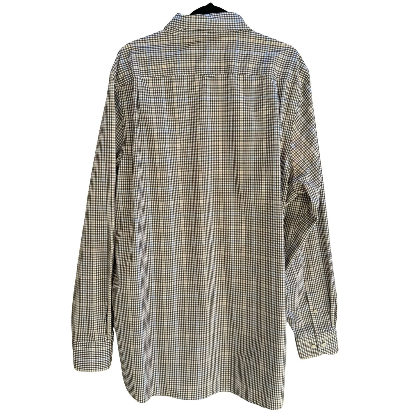 Nordstrom Smartcare Regular Fit Brown Blue Check Preppy Shirt Mens XXL Tall