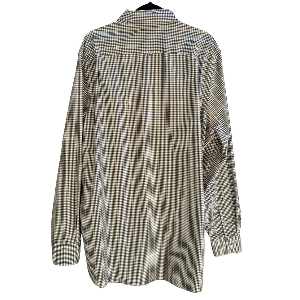 Nordstrom Smartcare Regular Fit Brown Blue Check Preppy Shirt Mens XXL Tall