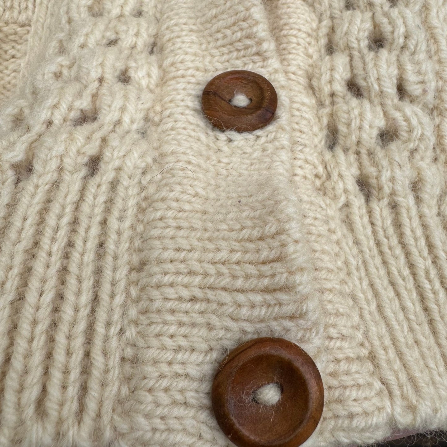 John Molloy Ireland Pure Virgin Wool Aran Cable Knit Cardigan Sweater Cream 42