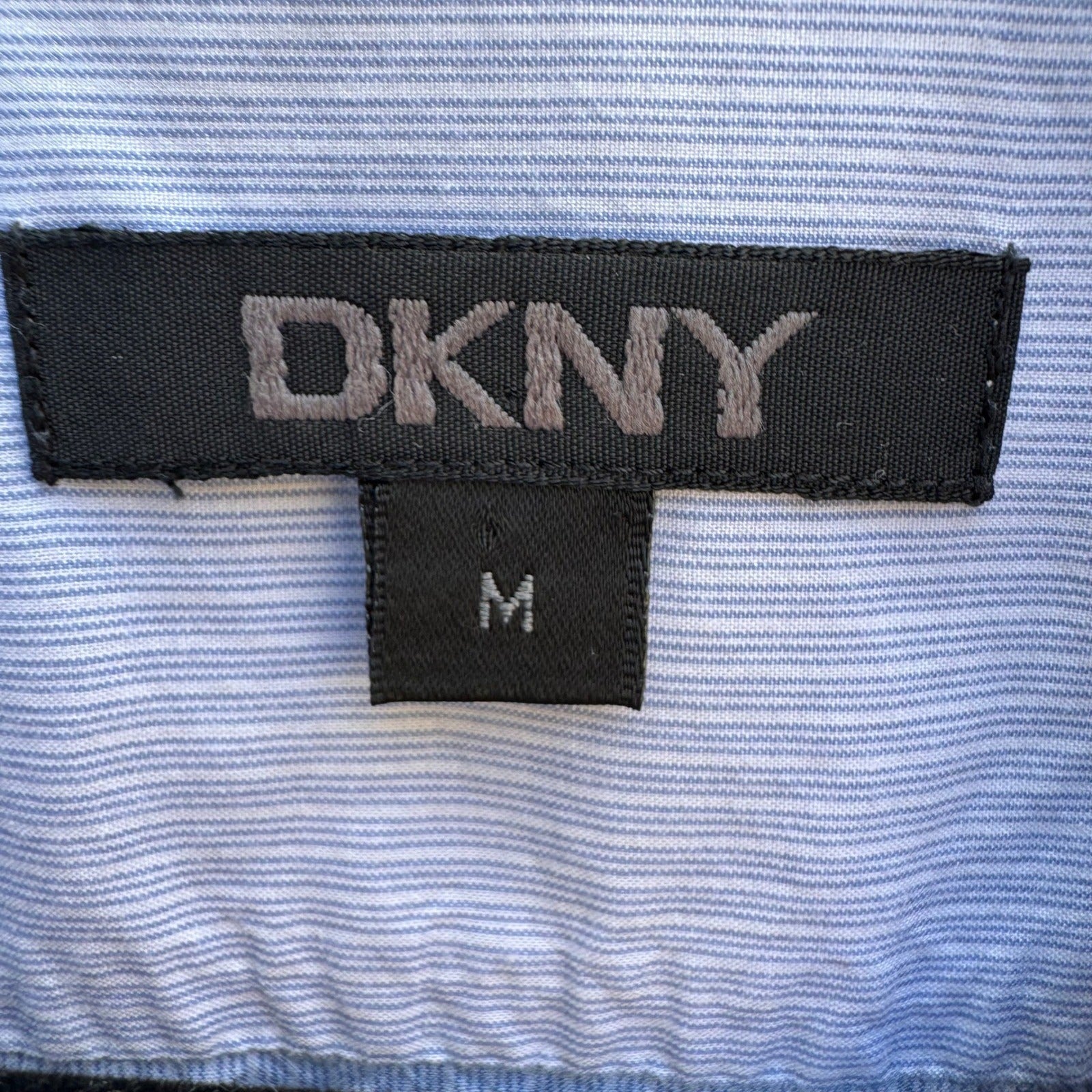 DKNY Coastal Summer Striped Preppy Camp Shirt Resortwear Cotton Blue Mens M