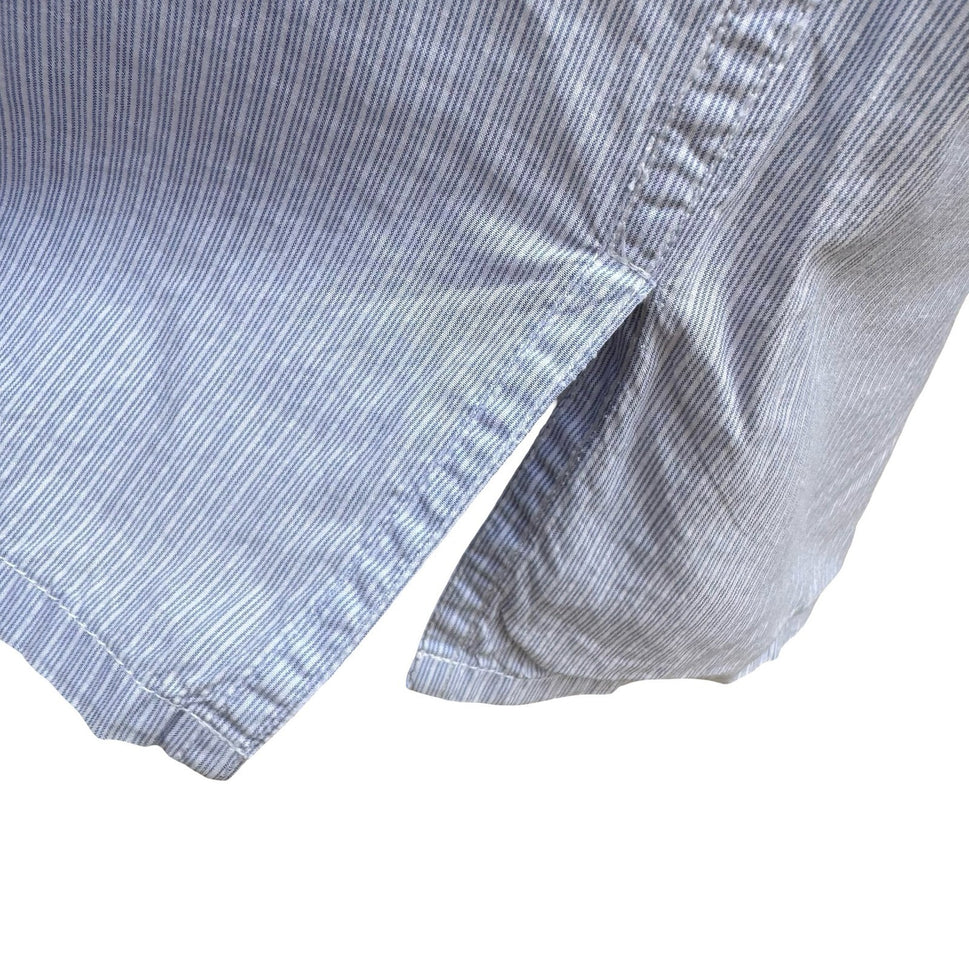 DKNY Coastal Summer Striped Preppy Camp Shirt Resortwear Cotton Blue Mens M