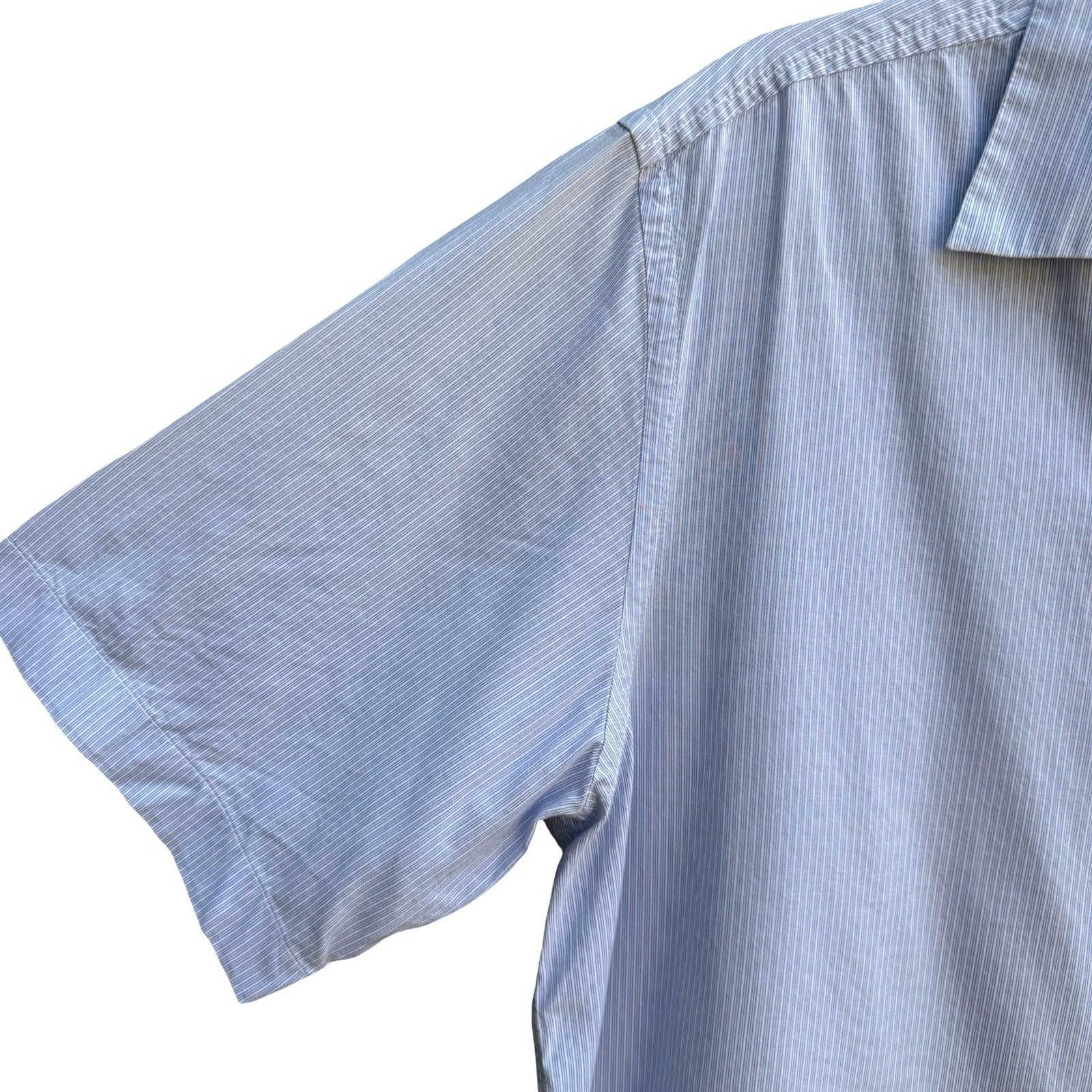 DKNY Coastal Summer Striped Preppy Camp Shirt Resortwear Cotton Blue Mens M