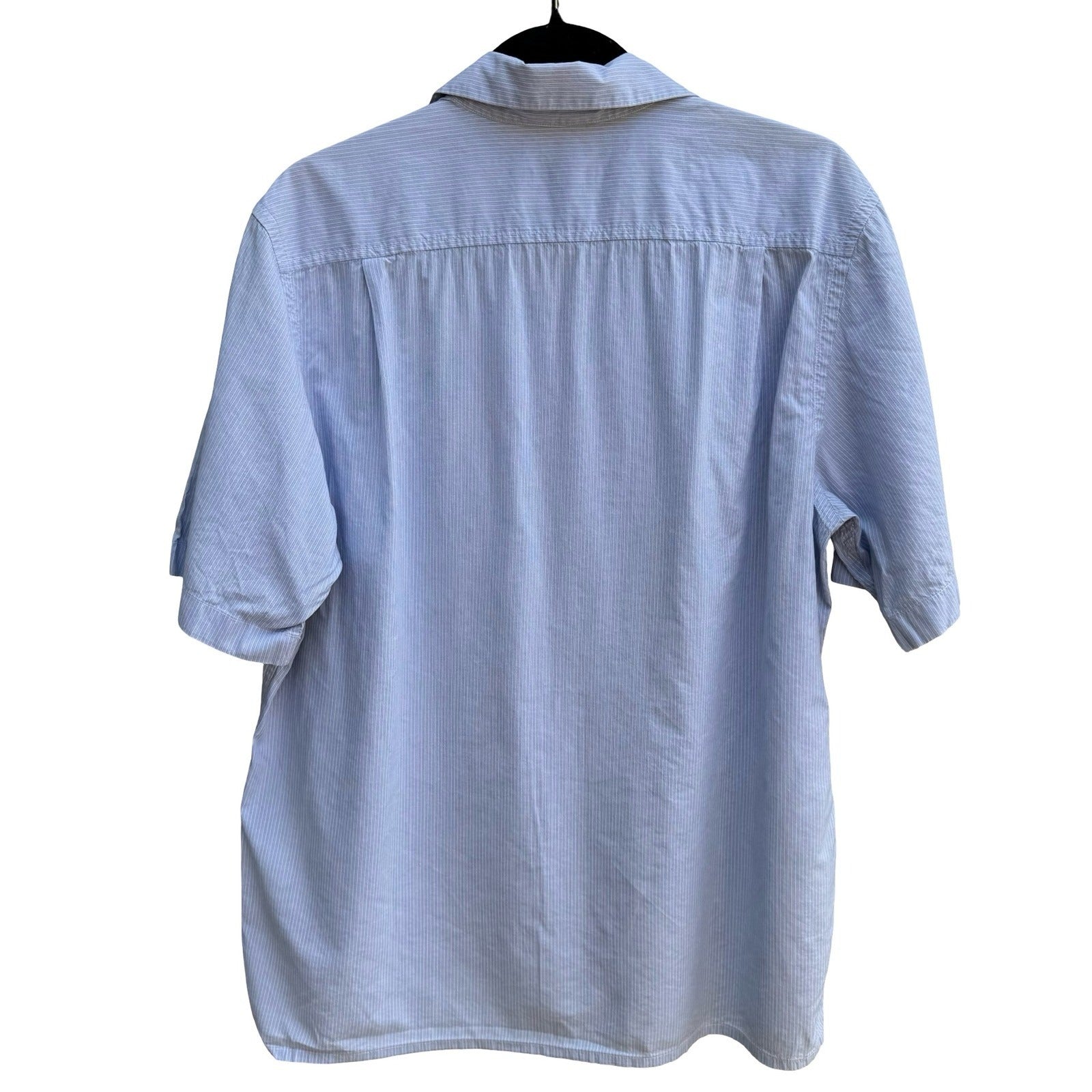 DKNY Coastal Summer Striped Preppy Camp Shirt Resortwear Cotton Blue Mens M