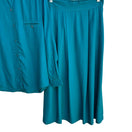 Switch Mixit Vintage Womens Boho Teal Button-Up High Collar Shirt Pleated Skirt Set 3 image