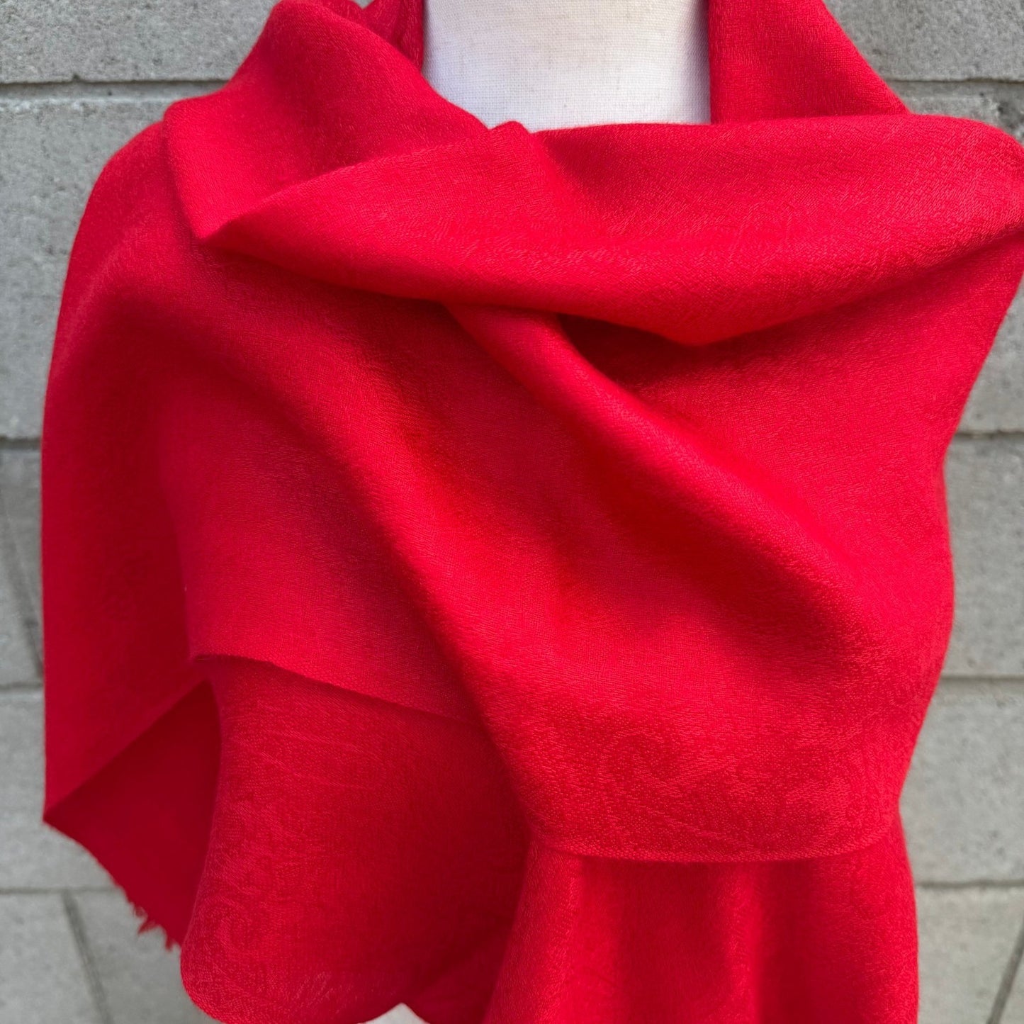 Scarlet Red Paisley Pashmina Shawl Wrap Fringed Oversized Scarf Crimson Jacquard