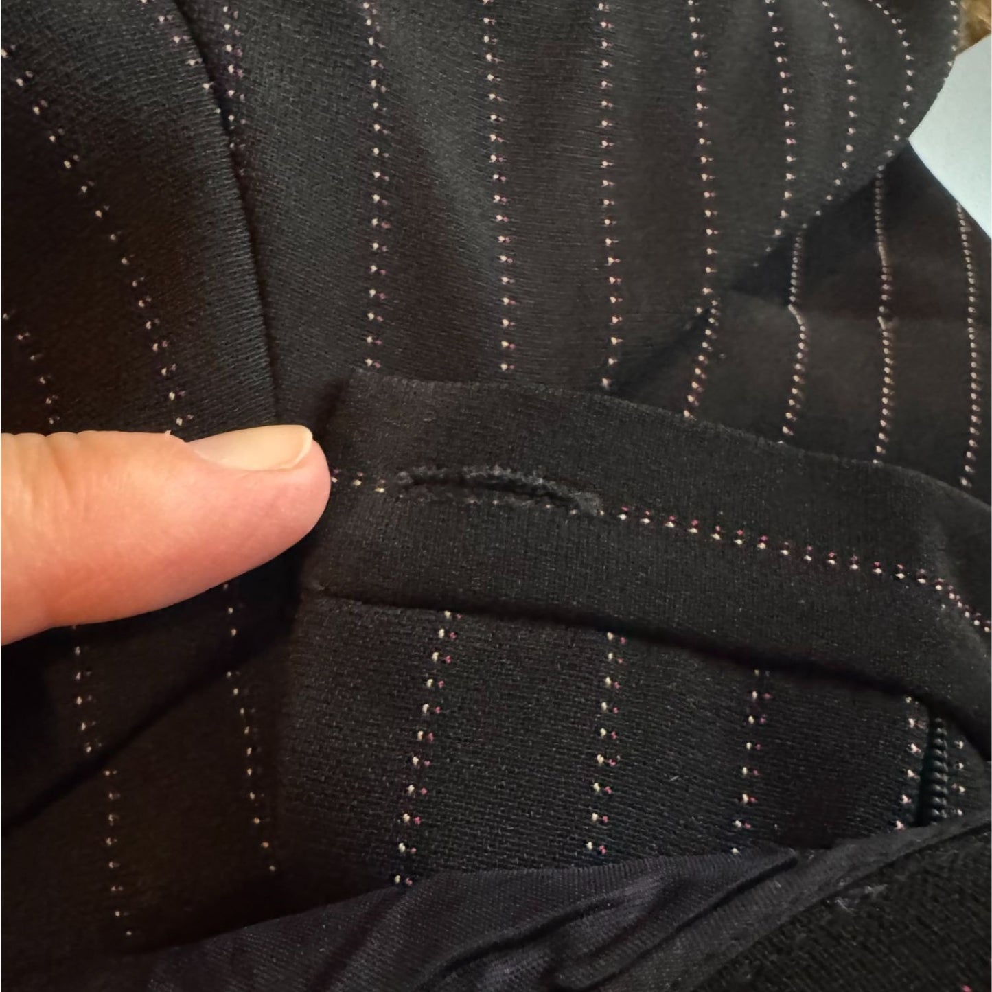 Ann Taylor Black Pinstripe Womens Business Casual Wide Leg Flat Front Dress Pant