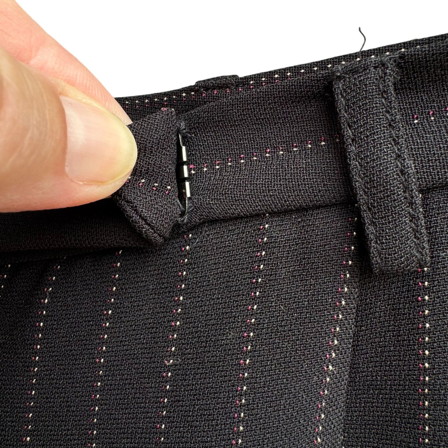 Ann Taylor Black Pinstripe Womens Business Casual Wide Leg Flat Front Dress Pant