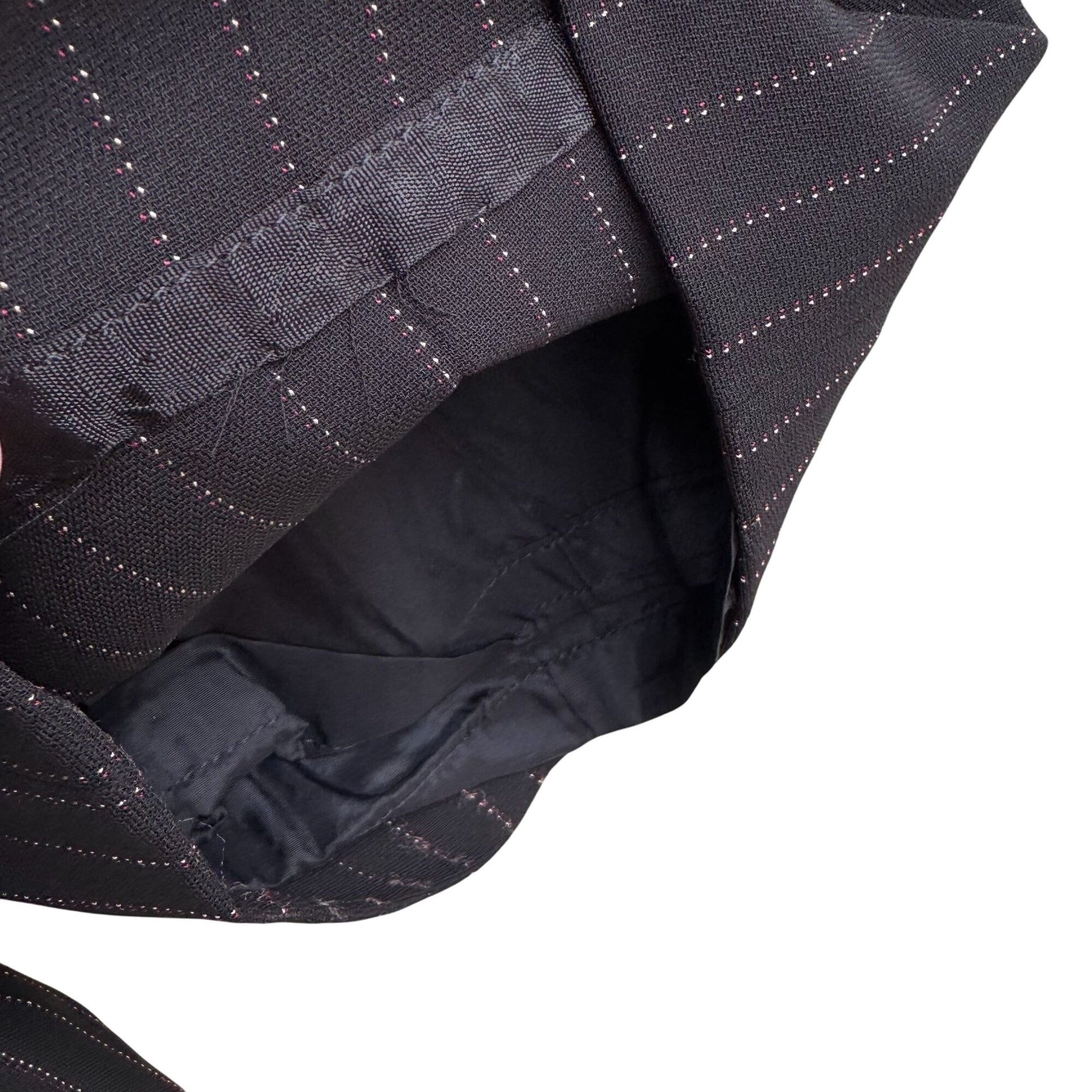 Ann Taylor Black Pinstripe Womens Business Casual Wide Leg Flat Front Dress Pant