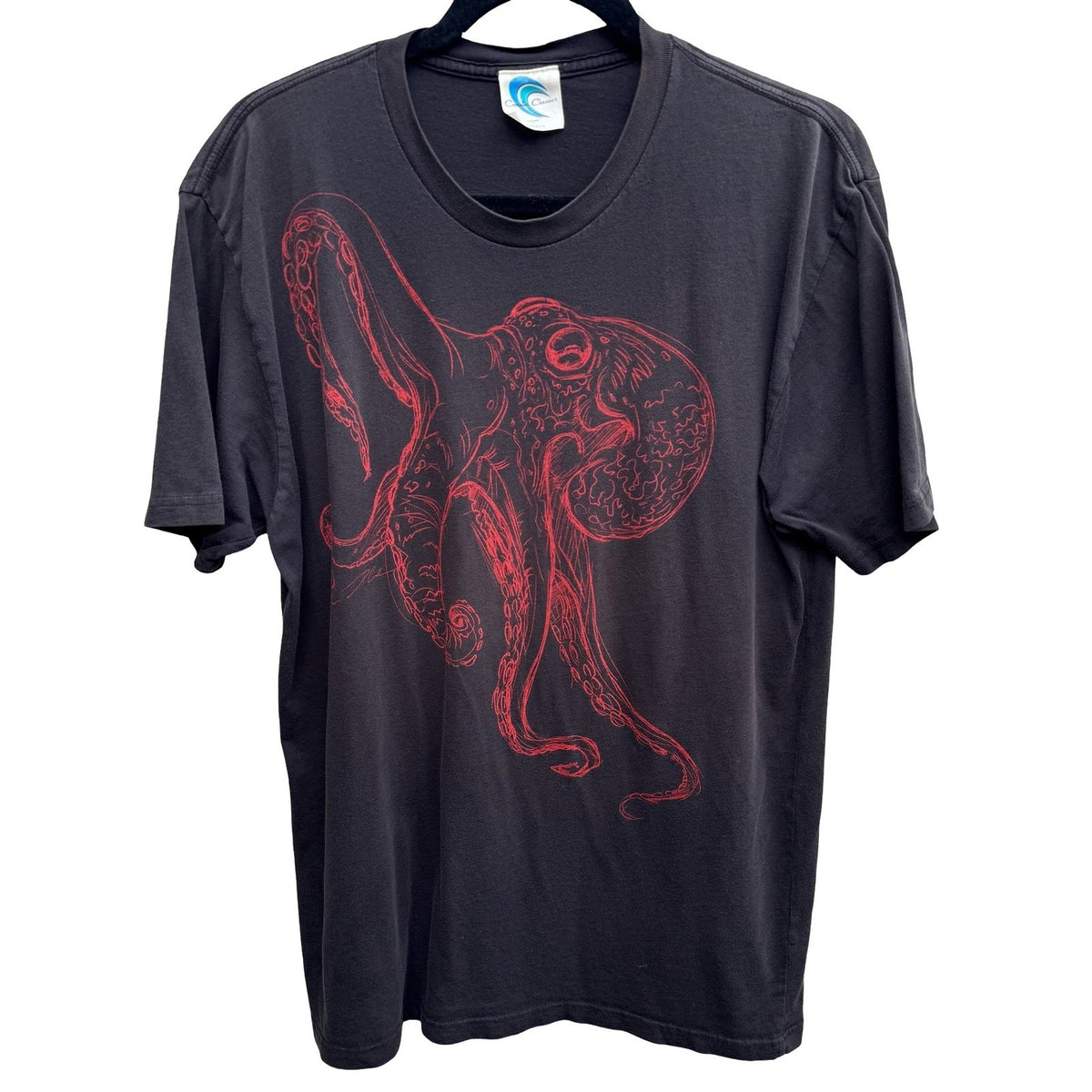 Coastal Classics Octopus Kraken Giant Squid Nautical Graphic Shirt Black Mens L