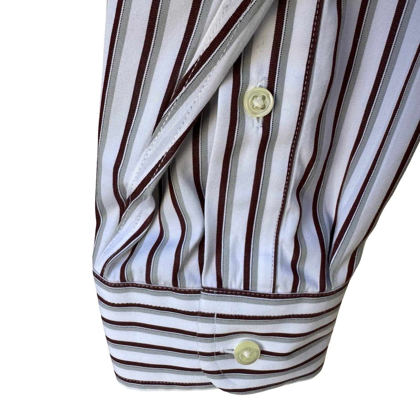 Jos. A. Bank Traveler's Collection Slim Fit Striped Dress Shirt 15.5 36 Cotton
