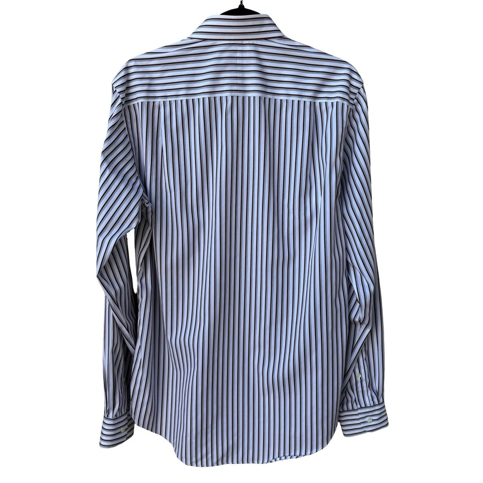 Jos. A. Bank Traveler's Collection Slim Fit Striped Dress Shirt 15.5 36 Cotton
