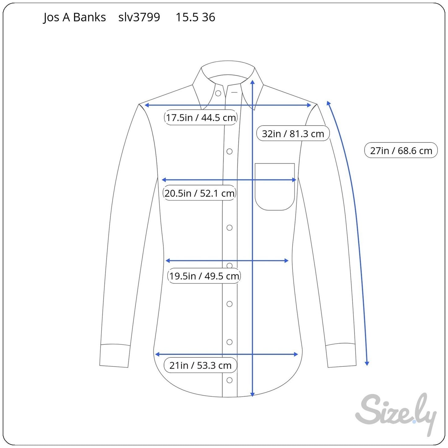 Jos. A. Bank Traveler's Collection Slim Fit Striped Dress Shirt 15.5 36 Cotton