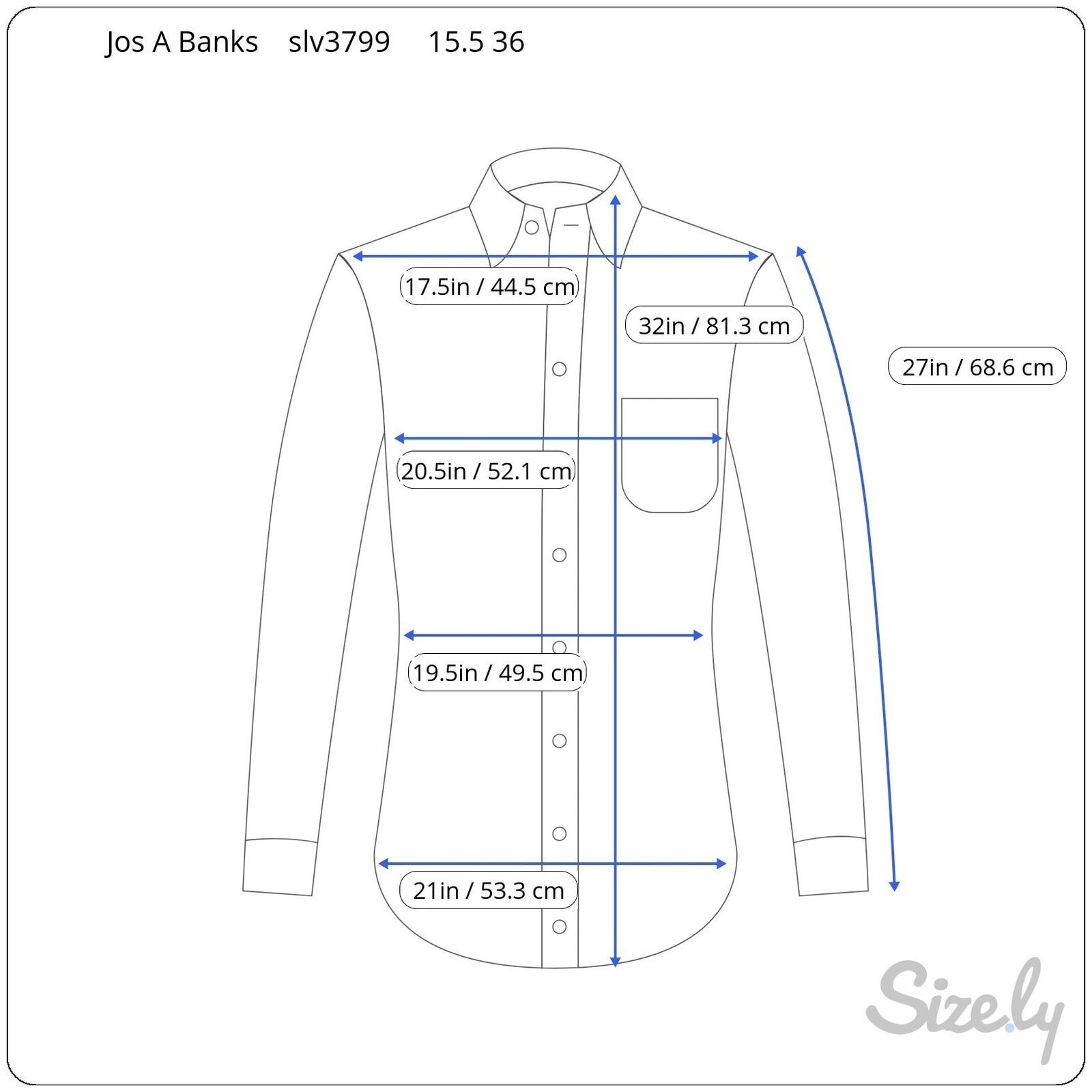 Jos. A. Bank Traveler's Collection Slim Fit Striped Dress Shirt 15.5 36 Cotton