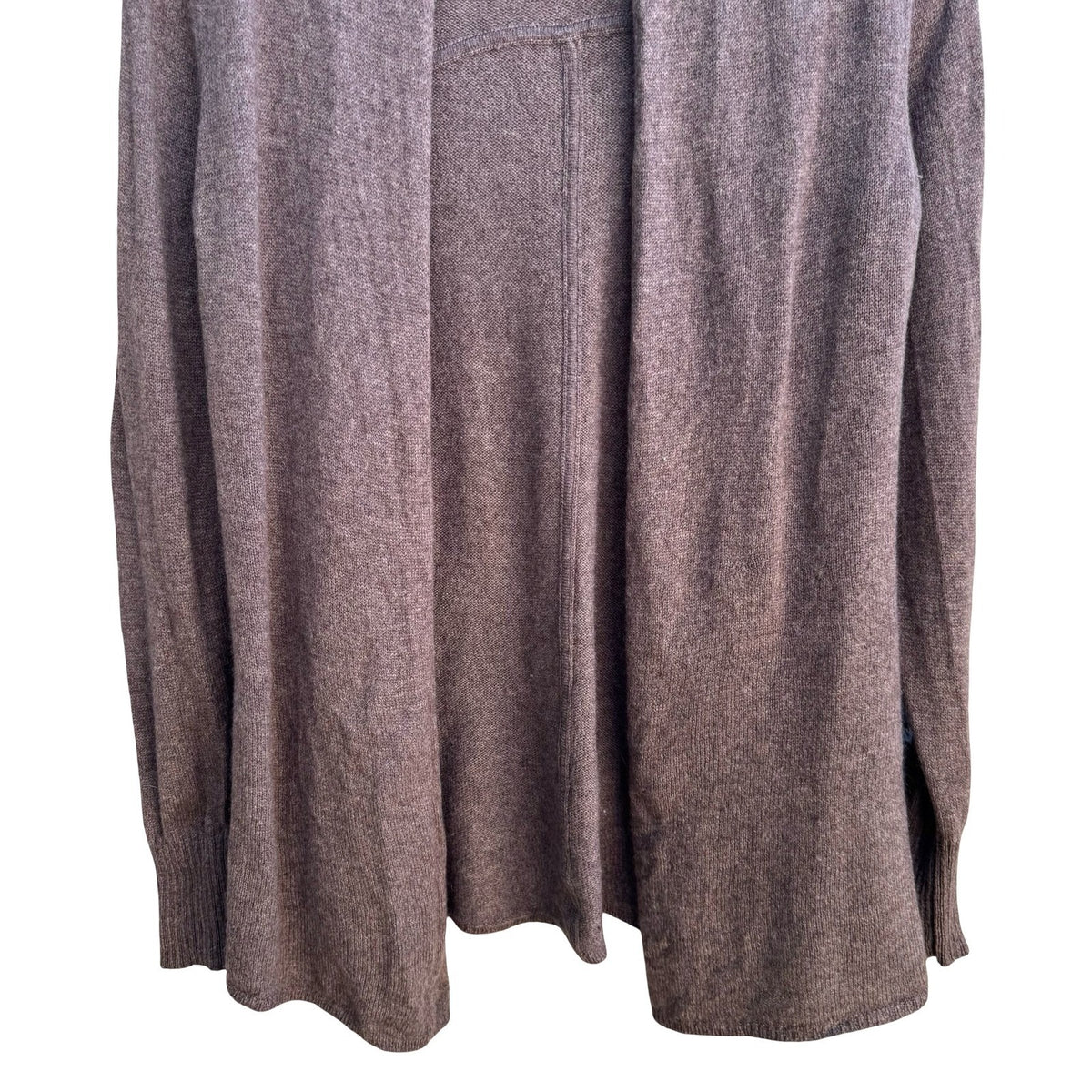 14th & Union 100% Cashmere Minimalist Shawl Collar Open Front Cardigan Brown S