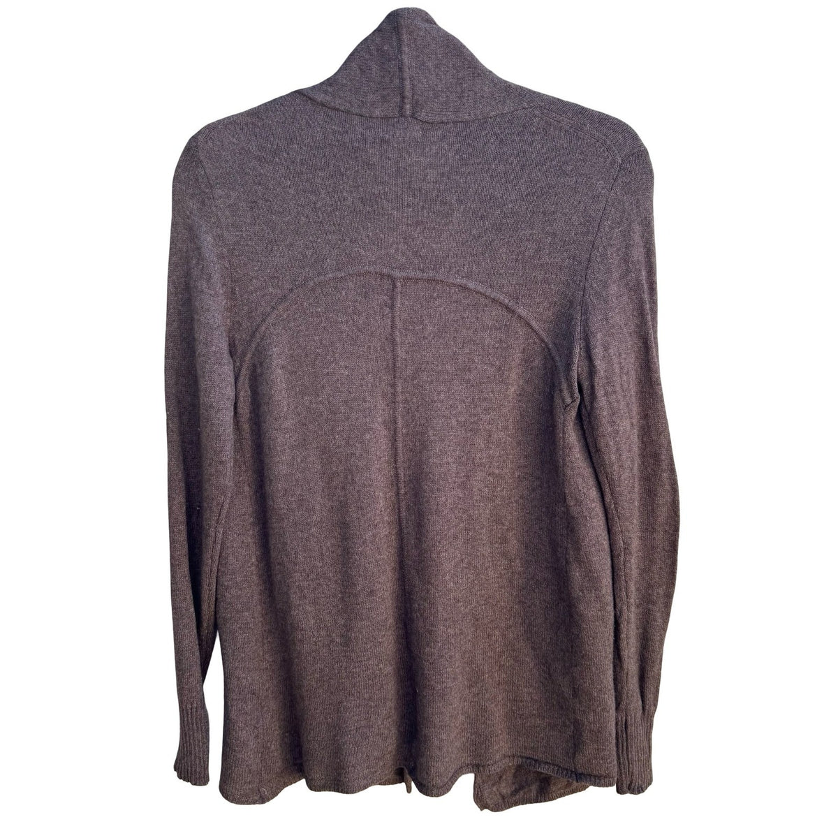 14th & Union 100% Cashmere Minimalist Shawl Collar Open Front Cardigan Brown S