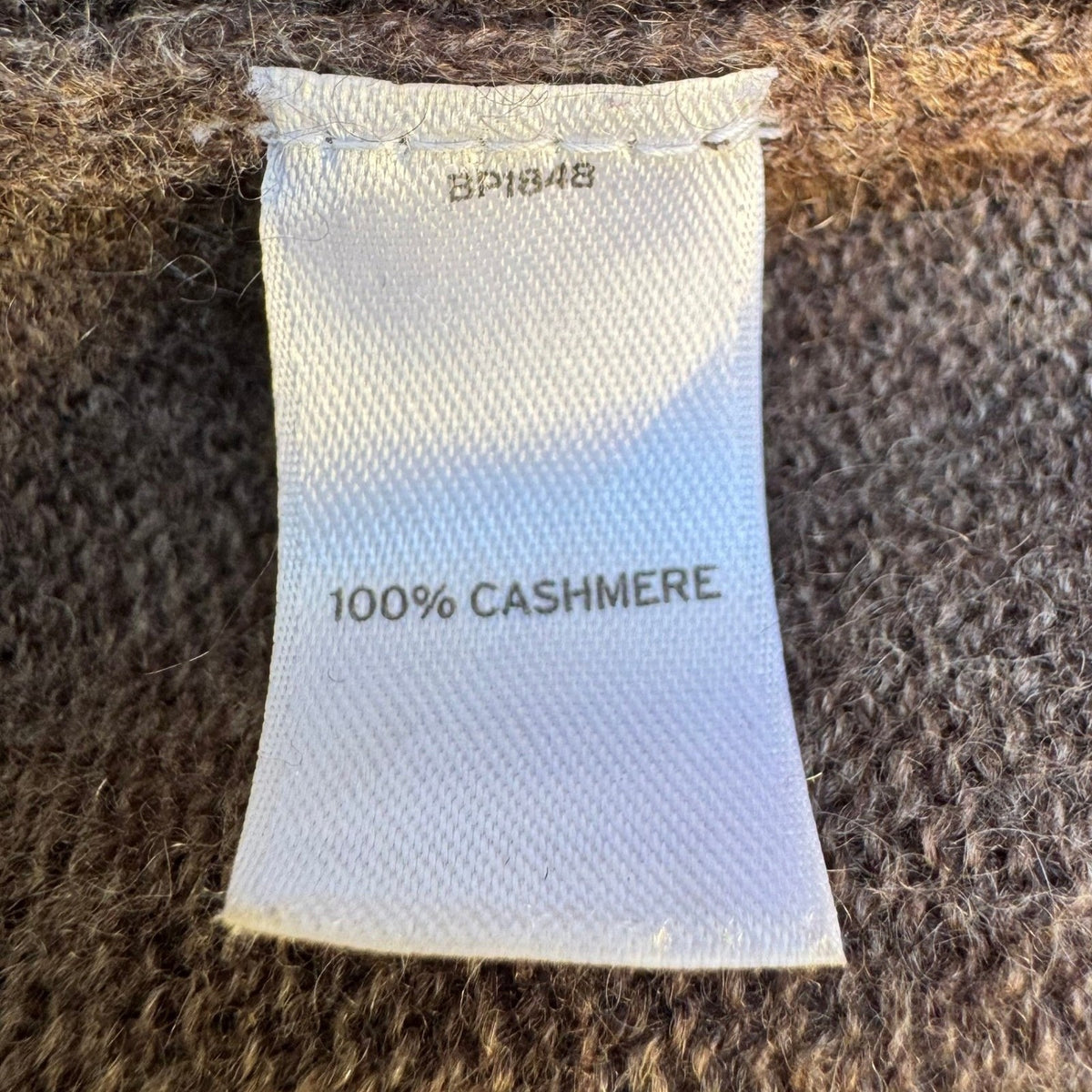 14th & Union 100% Cashmere Minimalist Shawl Collar Open Front Cardigan Brown S