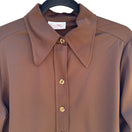 Switch Lee Mar Pageantry Vintage 70s Womens Knit Brown Point Collar Button-Up Shirt 2 image