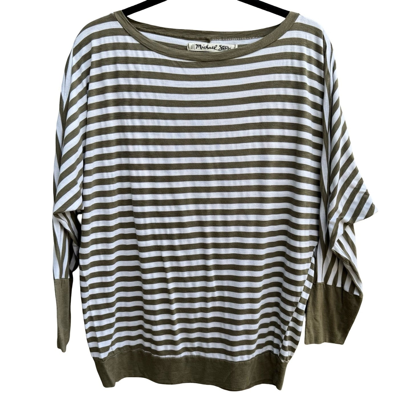 Michael Stars Nautical Coastal Parisian Striped Dolman Sleeve Top Boat Neck OS