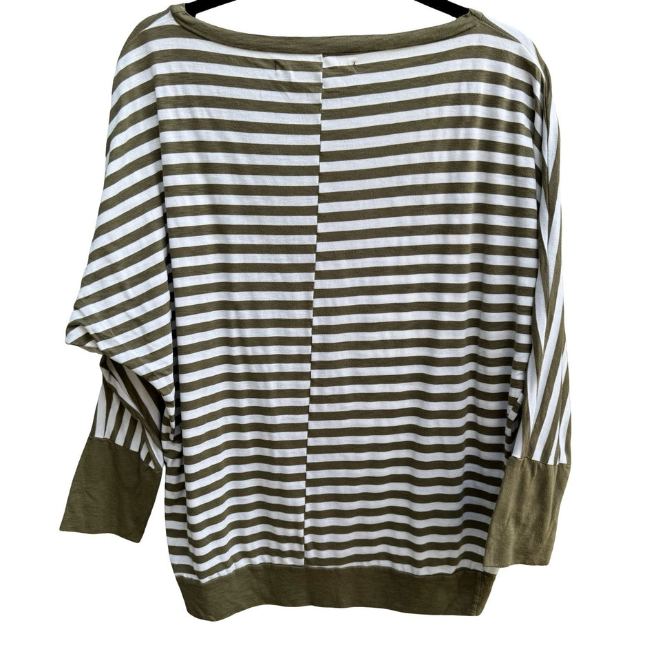 Michael Stars Nautical Coastal Parisian Striped Dolman Sleeve Top Boat Neck OS