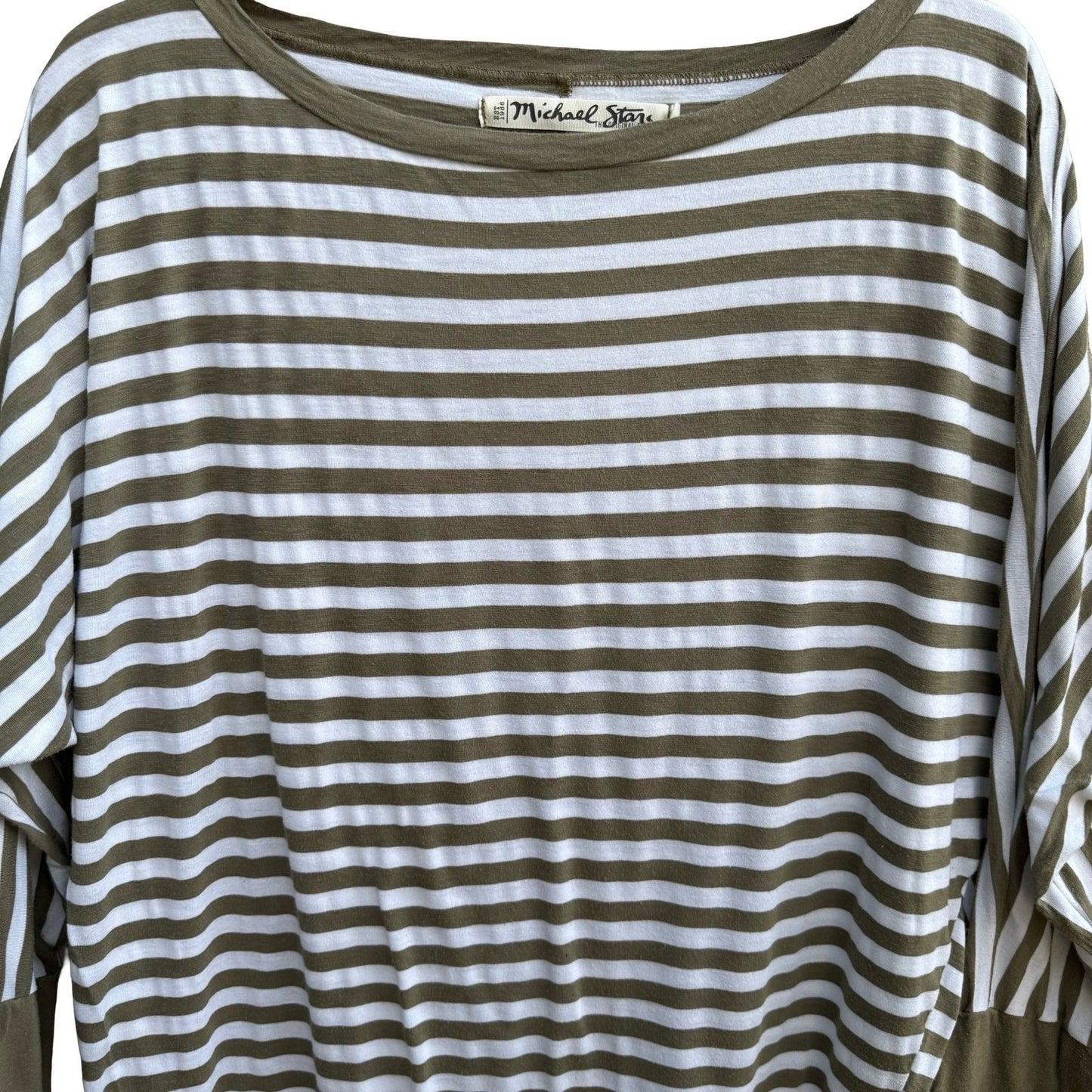 Michael Stars Nautical Coastal Parisian Striped Dolman Sleeve Top Boat Neck OS