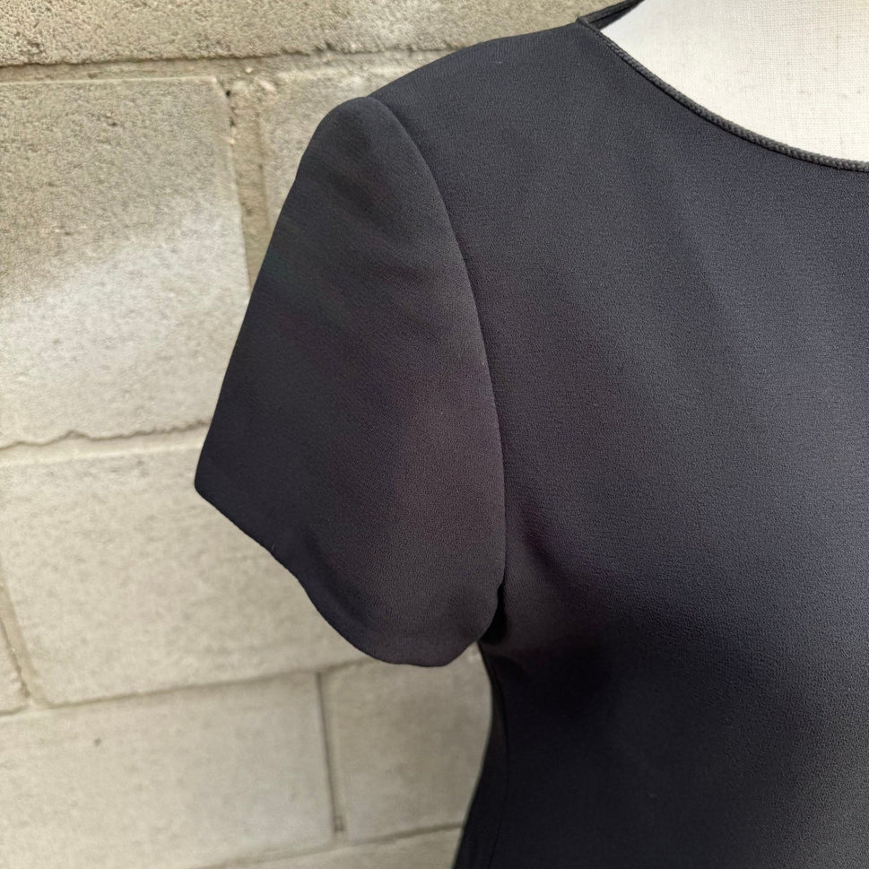 Liz Claiborne Y2K 90s Black Sheath Dress Short Sleeve Round Neck Career Formal S