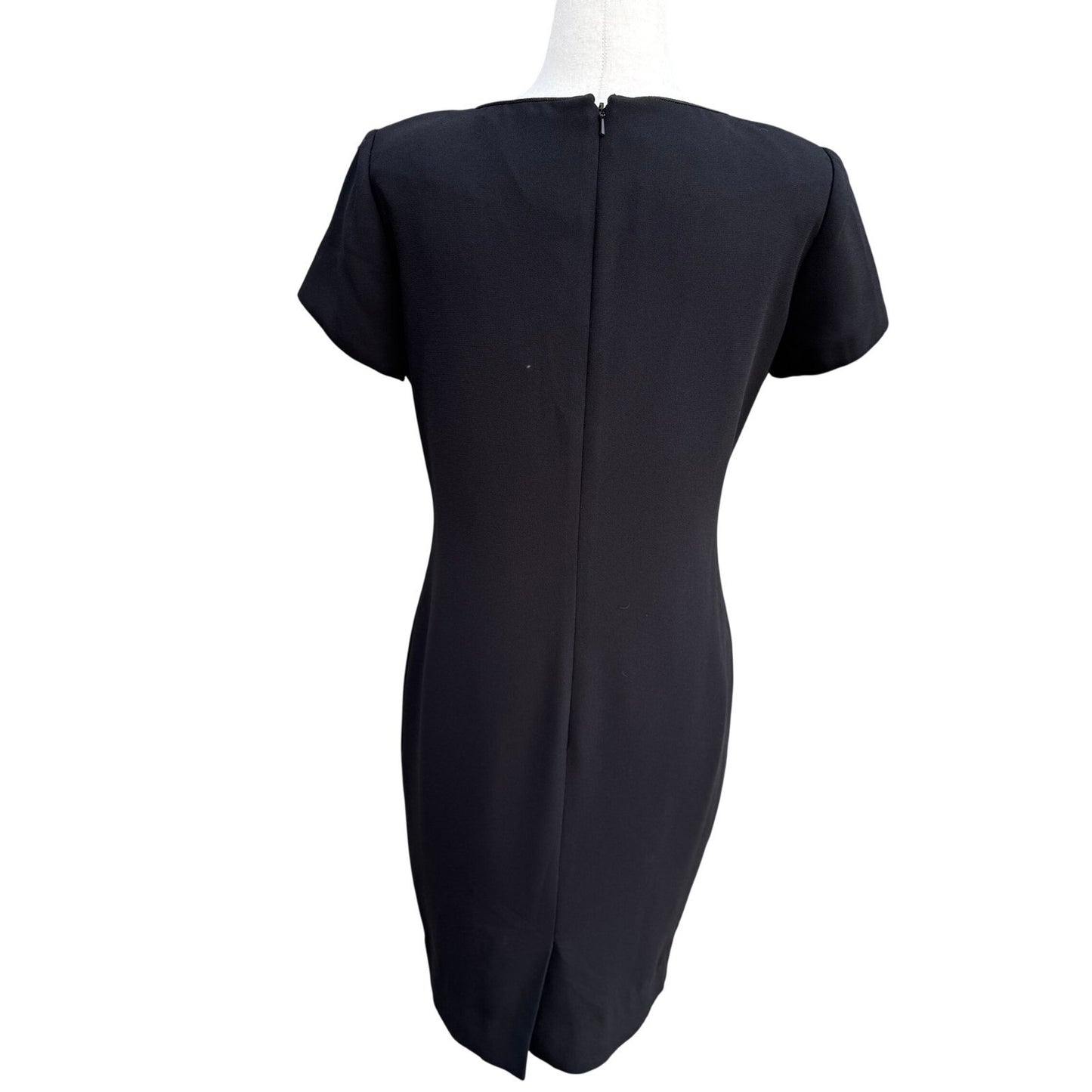Liz Claiborne Y2K 90s Black Sheath Dress Short Sleeve Round Neck Career Formal S