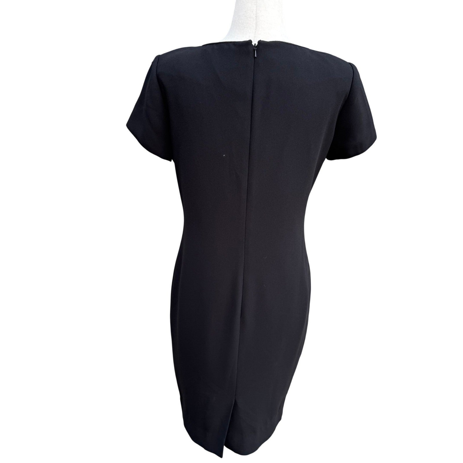 Liz Claiborne Y2K 90s Black Sheath Dress Short Sleeve Round Neck Career Formal S