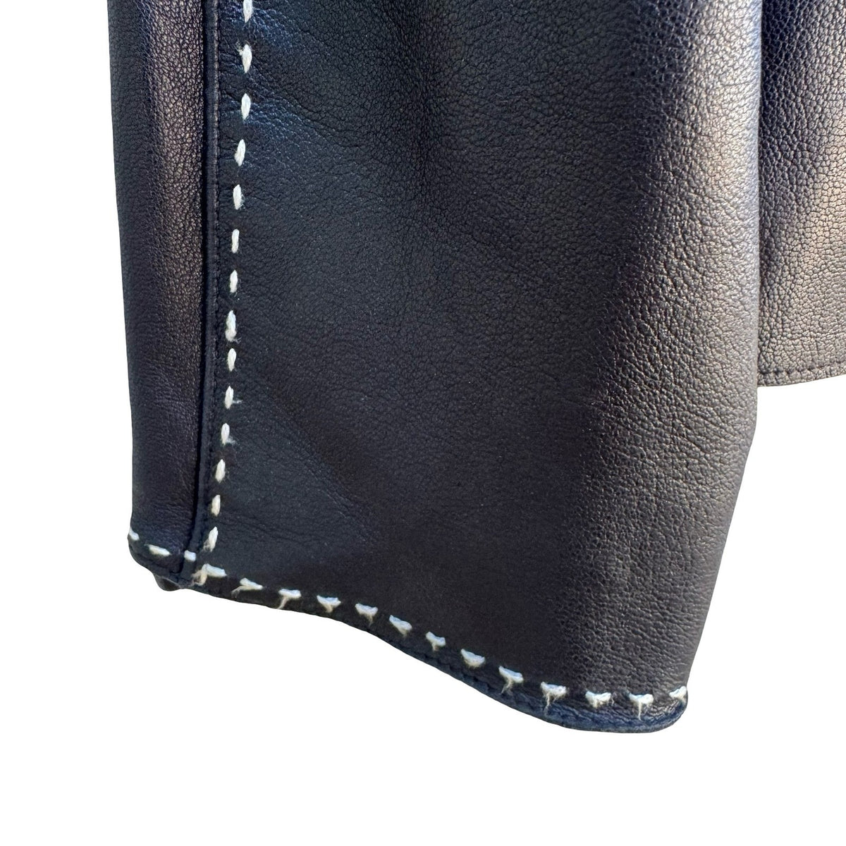 Poleci Y2K Minimalist Quiet Luxury Moto Edgy Contrast Stitch Leather Jacket M